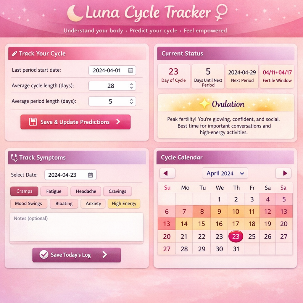 Menstrual Cycle Tracker Tool